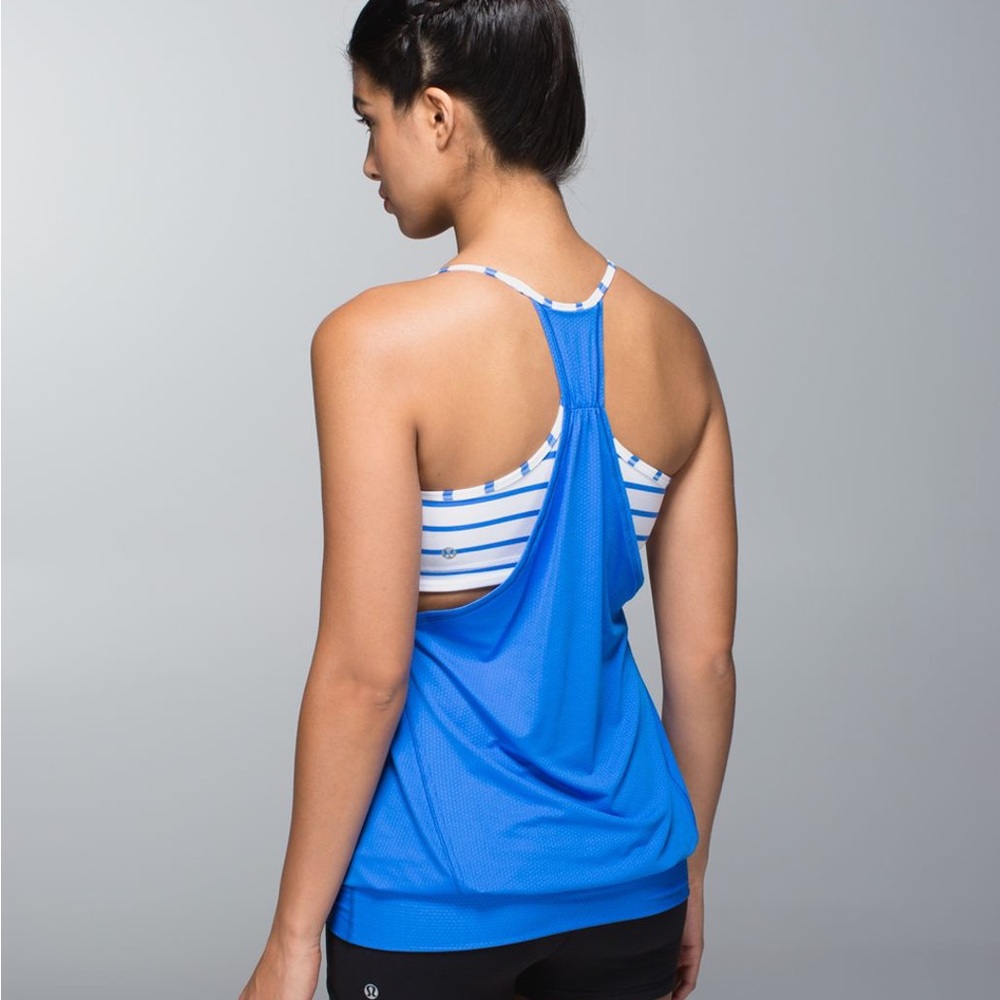 Blue & White Stripe Lululemon No Limits Tank